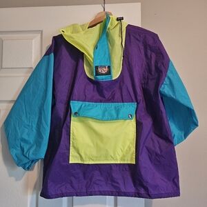 K-Way Utility Jacket Purple and Blue Retro Style